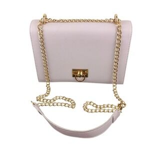 Crossi Pink Faux Leather Crossbody Bag Gold Chain Strap Turn Lock